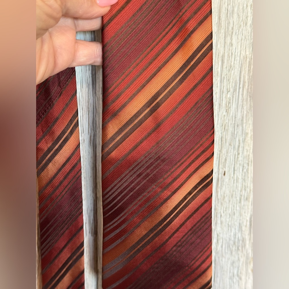 Van Heusen orange and brown stripped tie.  100% silk